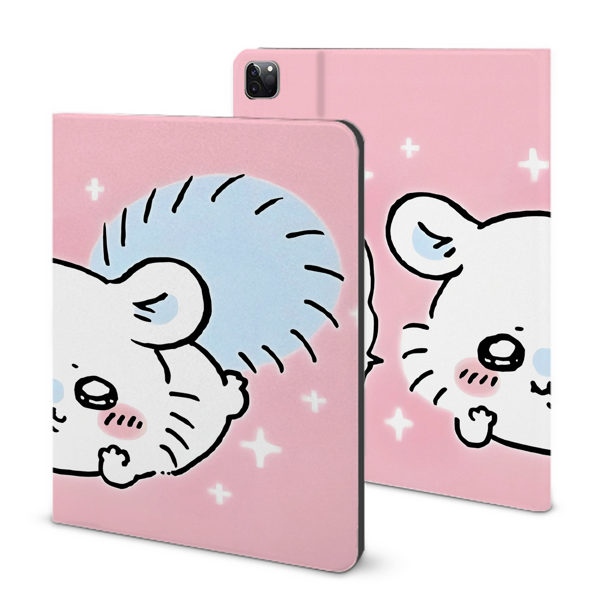 （画像用） ちいかわ Chii-kawa IPad ケース ブック型 PUレザー TPU 耐衝撃 軽量 薄型 ペン収納なし 全面保護 IPad 各モデル対応